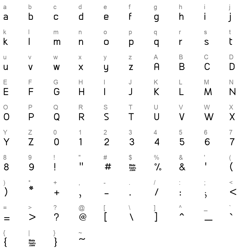 Abdo Master Regular Character Map