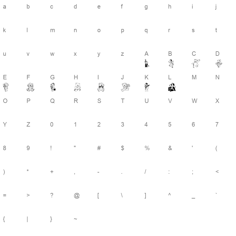 BearBats Regular Character Map