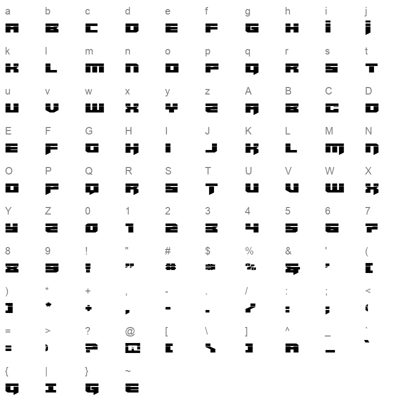 bridge officer straight laser Character Map