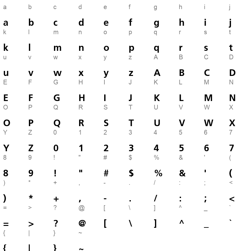 Frutiger LT Arabic 65 Bold Character Map