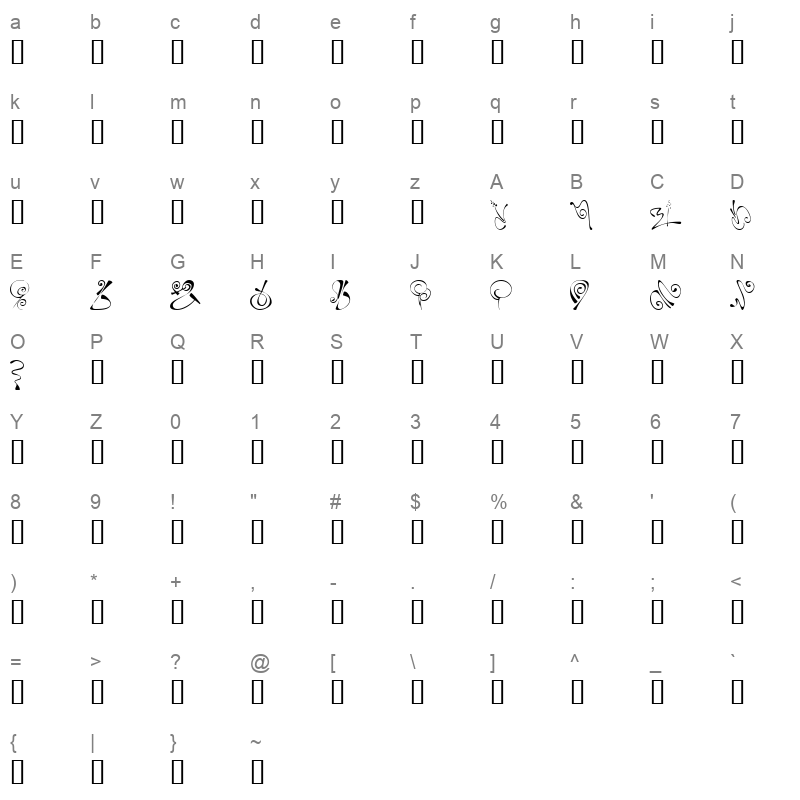 KR Fleur Flair 6 Regular Character Map