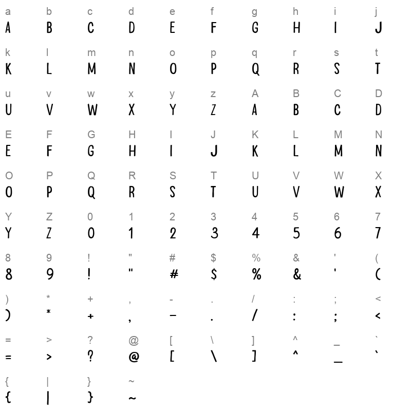 Long Today Character Map