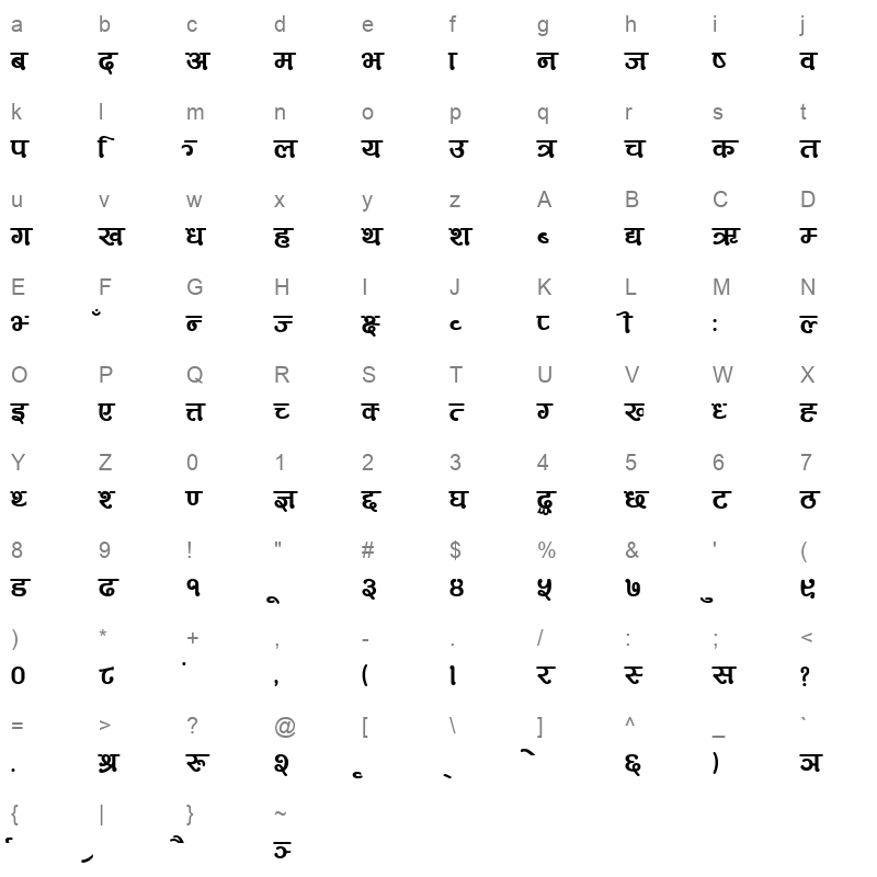 003 ARAP Bold Character Map