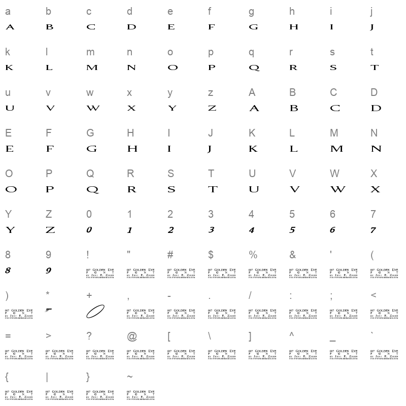 007 GoldenEye Regular Character Map