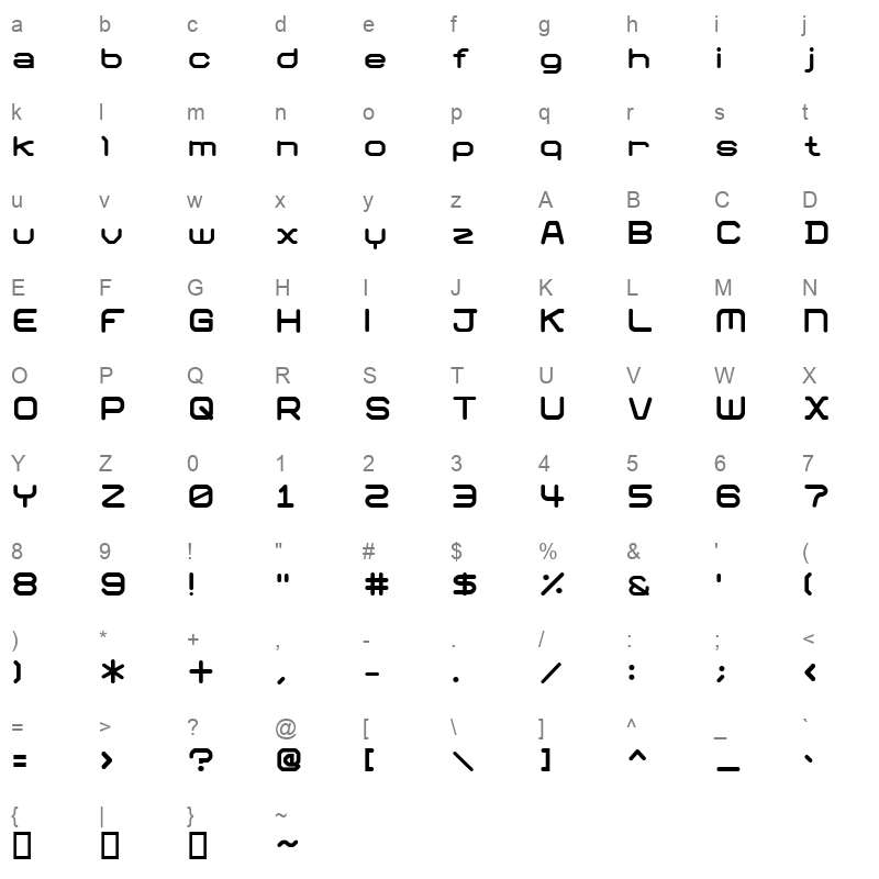 01 DigitGraphics Regular Character Map