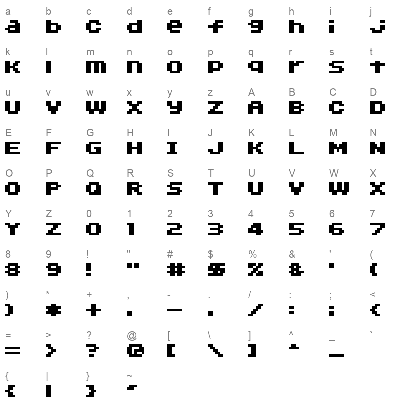 04b 11 Character Map