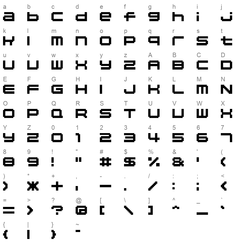 04b 20 Character Map