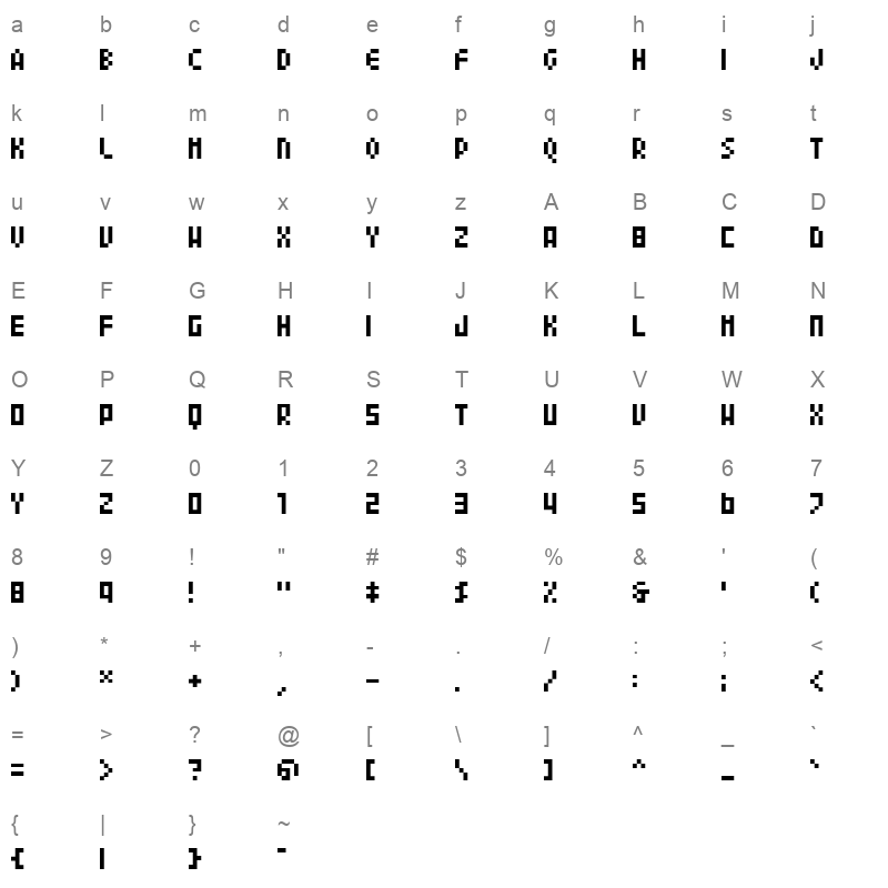 04b 24 Character Map
