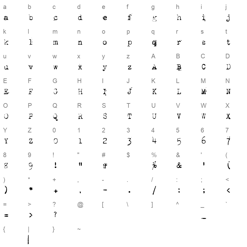 1942 Character Map