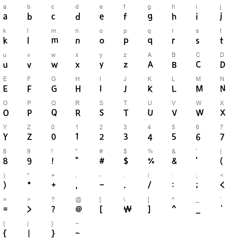 1HoonJunglebook Regular Character Map