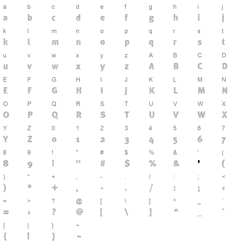 A bebedera heavy Character Map