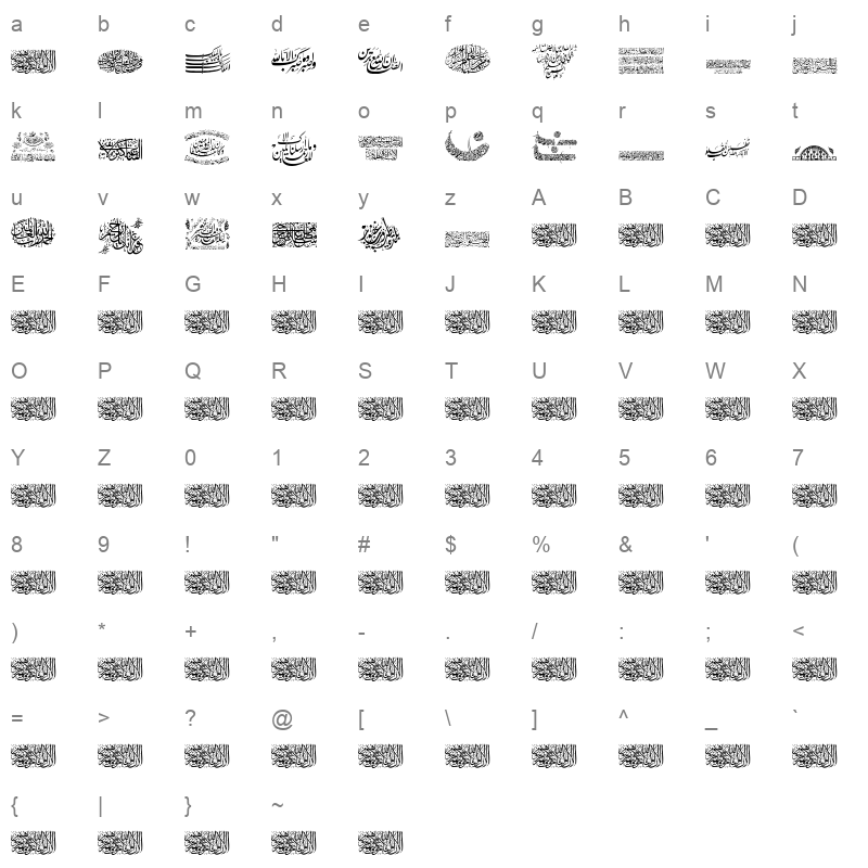 Aayat Quraan 13 Regular Character Map