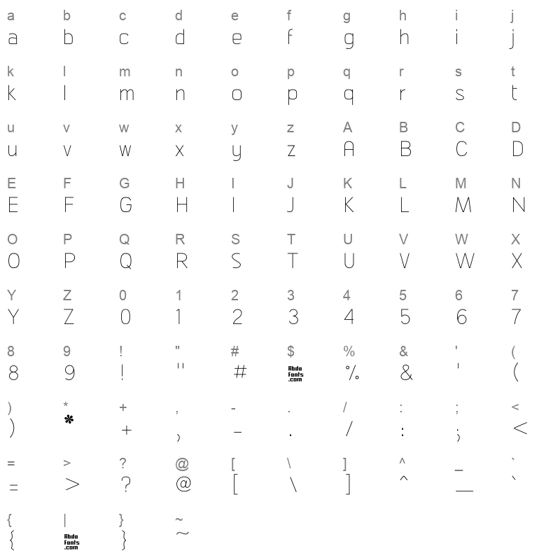 Abdo Master Thin Character Map