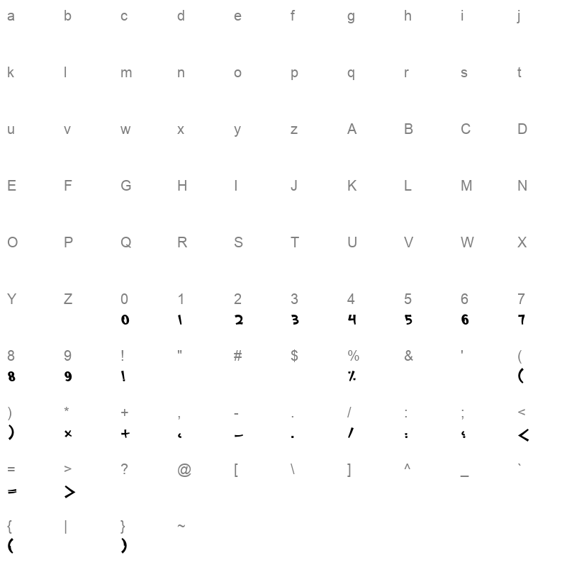 Abdo.Fonts Abdo.Free.Bold Character Map