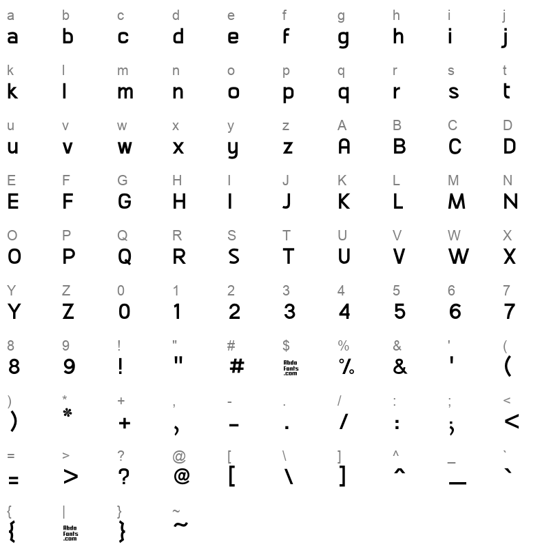 AbdoMaster Medium Character Map