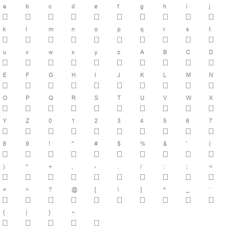 Abo thar Regular Character Map