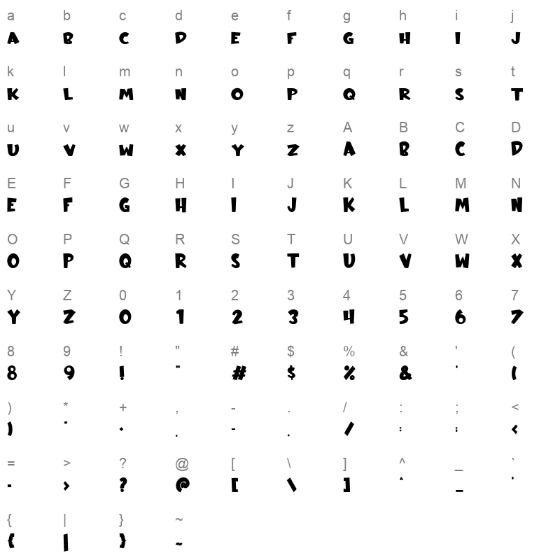 Absolute Inky Character Map
