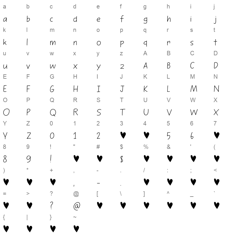 absolutely lovely demo Character Map
