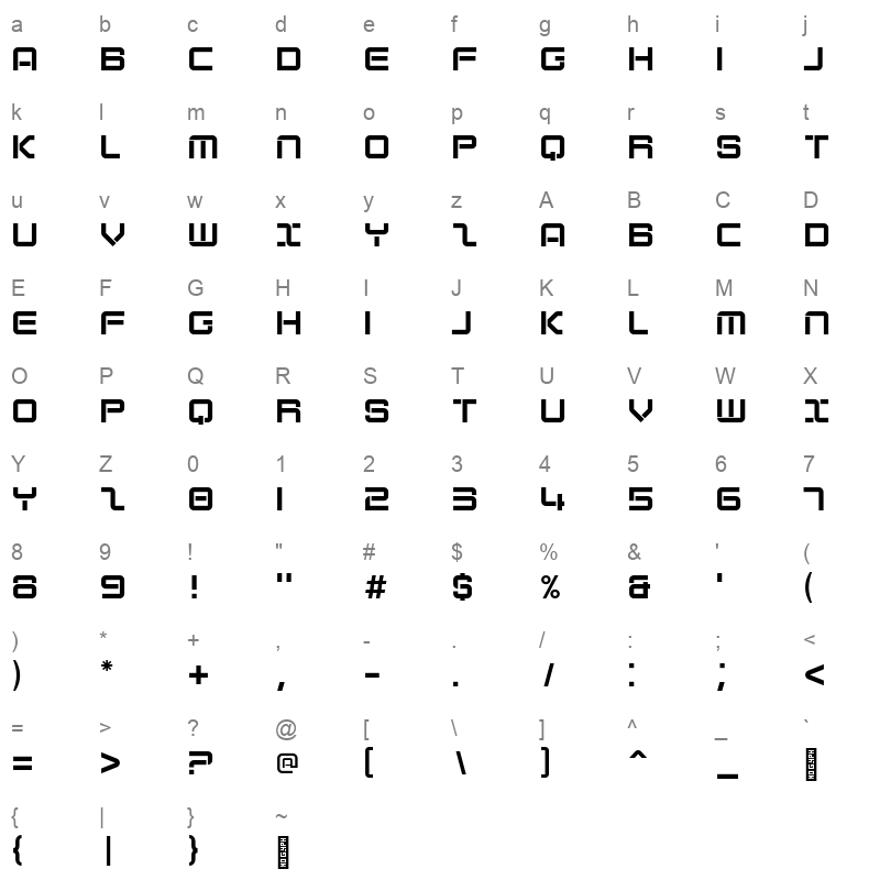 Abstante Regular Character Map