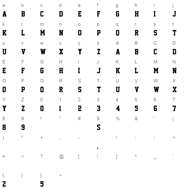 academic m54 Character Map
