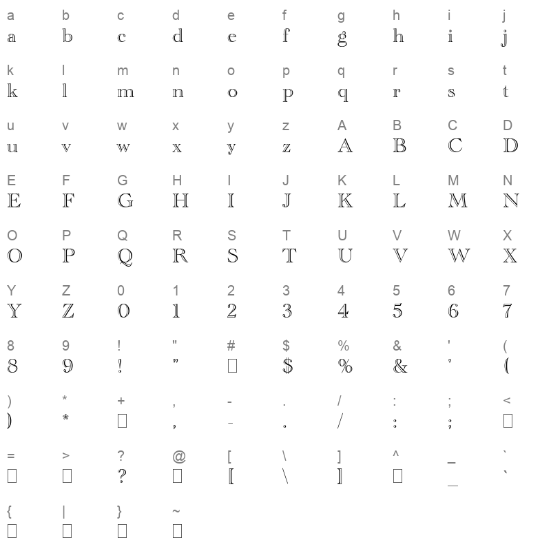 academy engraved let plain Character Map