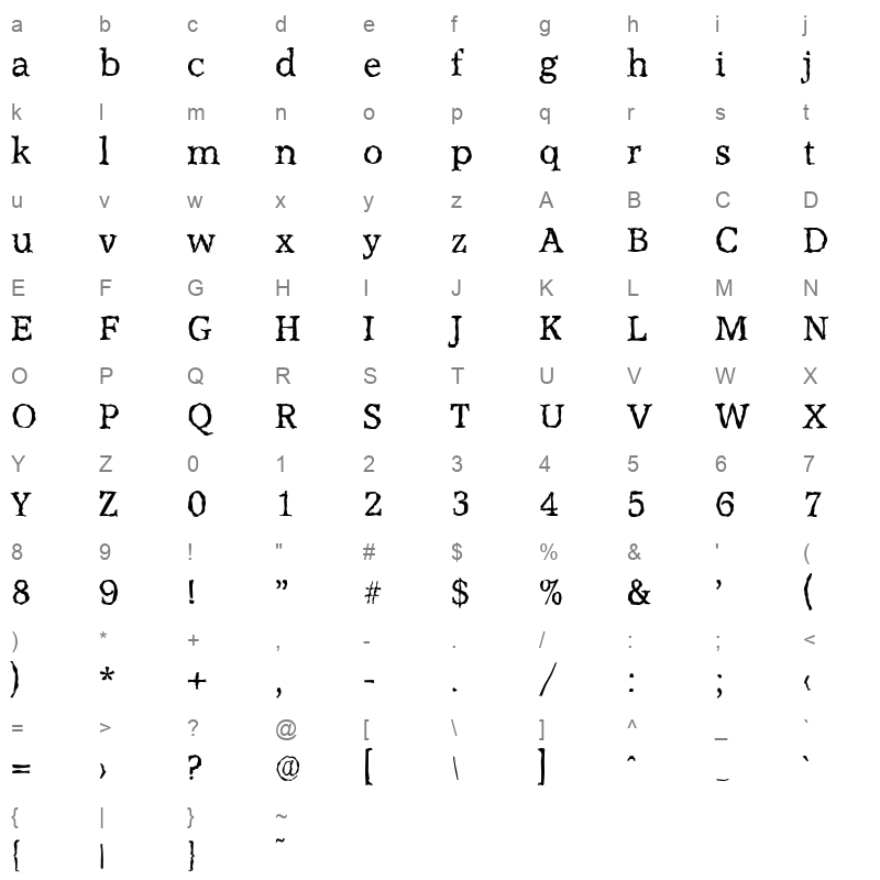 accolade random regular Character Map
