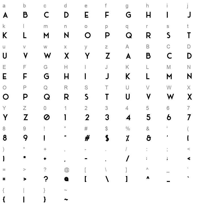 ace sans extra bold Character Map
