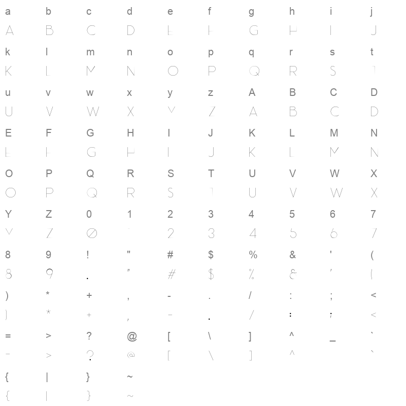 ace sans thin Character Map