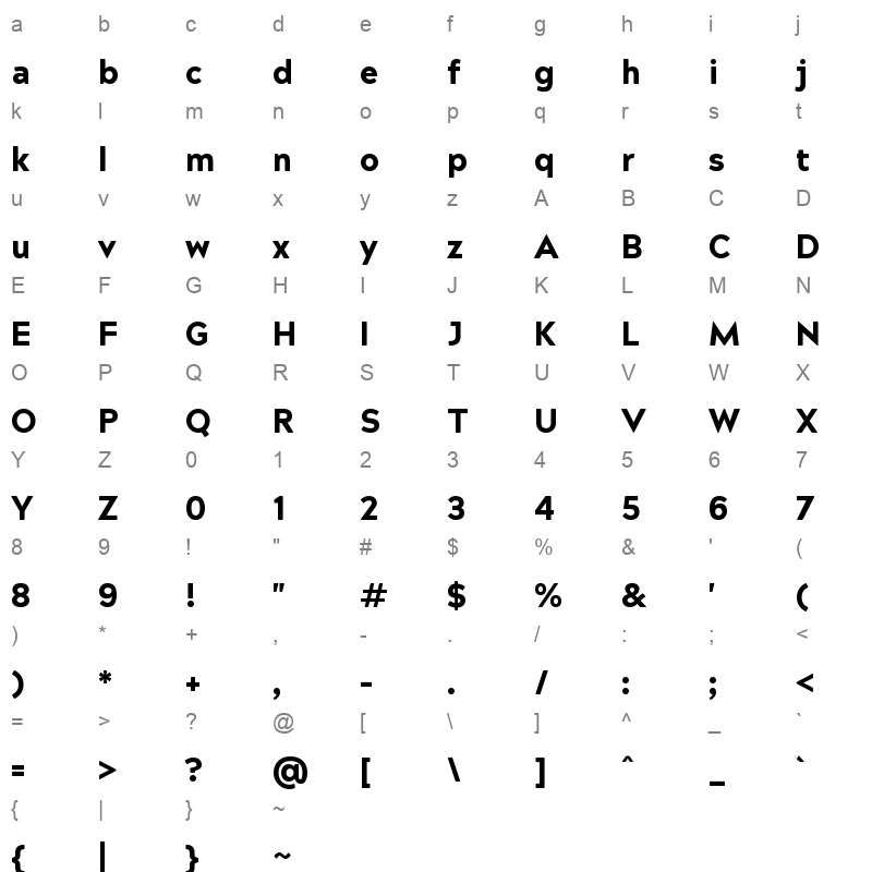 acherus grotesque black Character Map