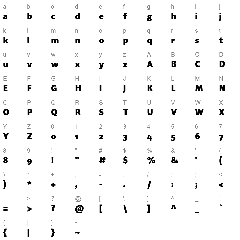 acorde black Character Map
