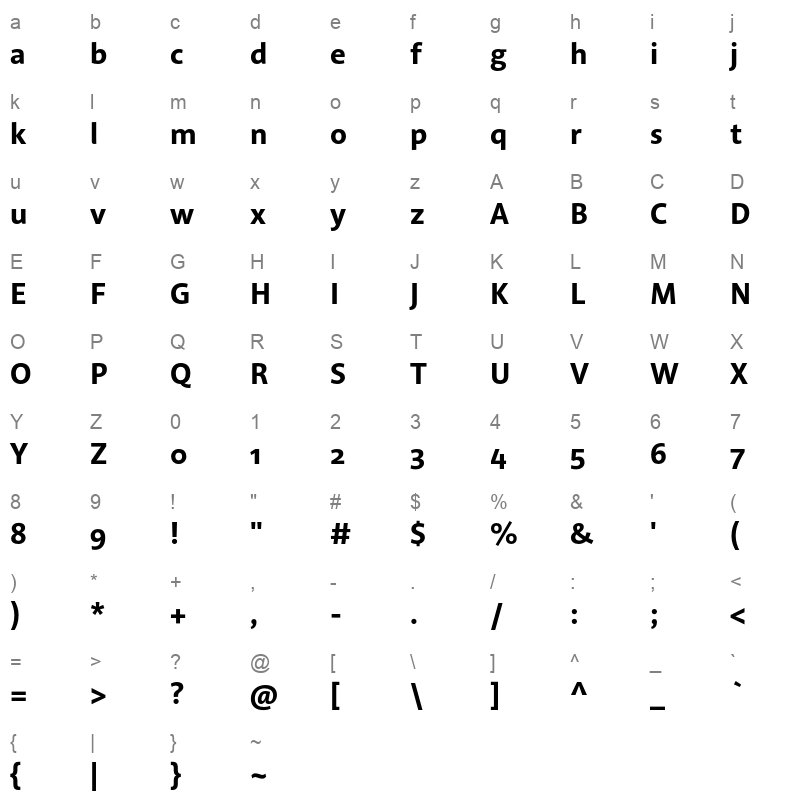 acorde bold Character Map