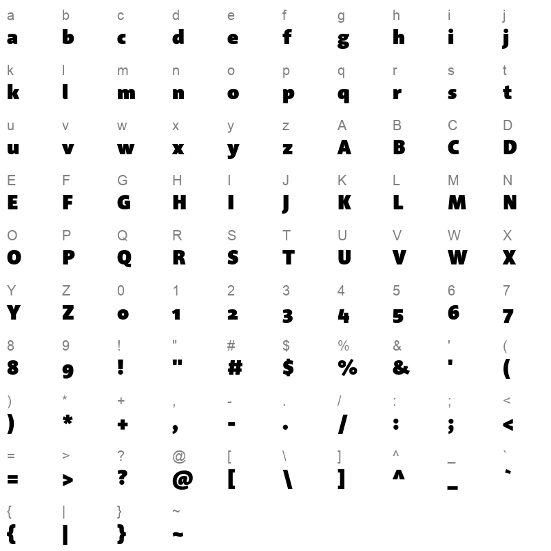 acorde extra black Character Map