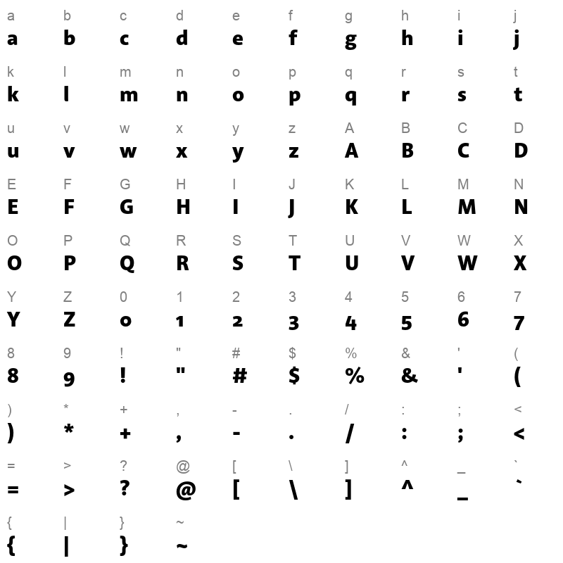 acorde extrabold Character Map