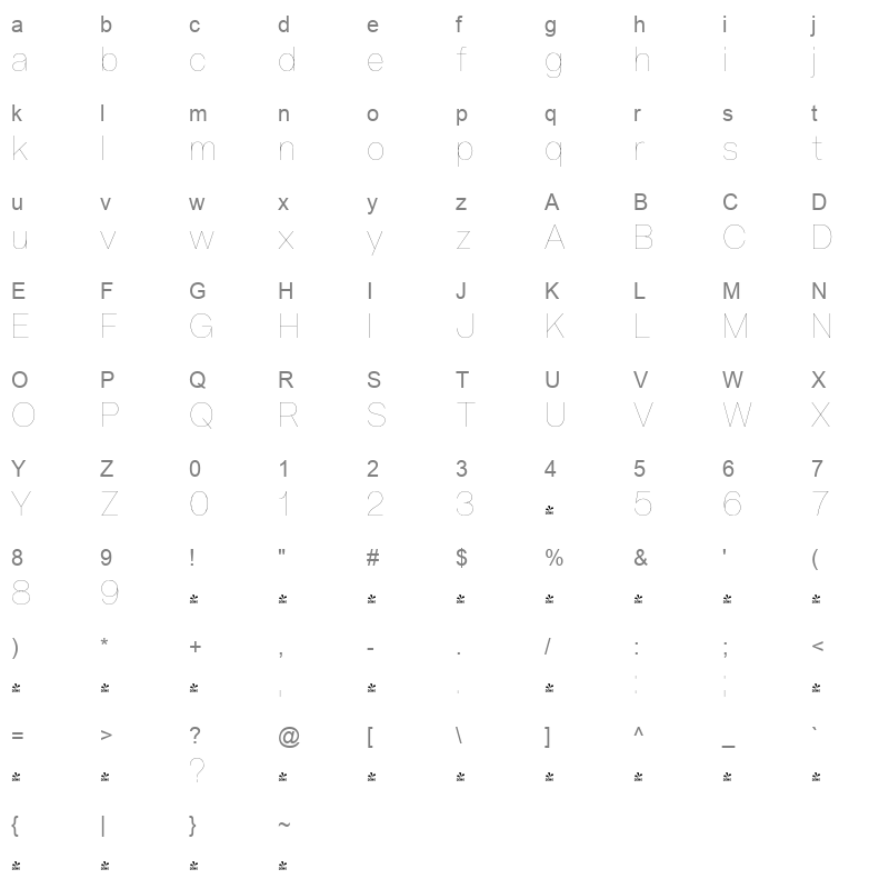 acronym hairline Character Map