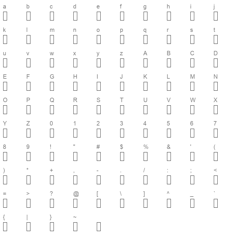 ACS Topazz Bold Regular Character Map