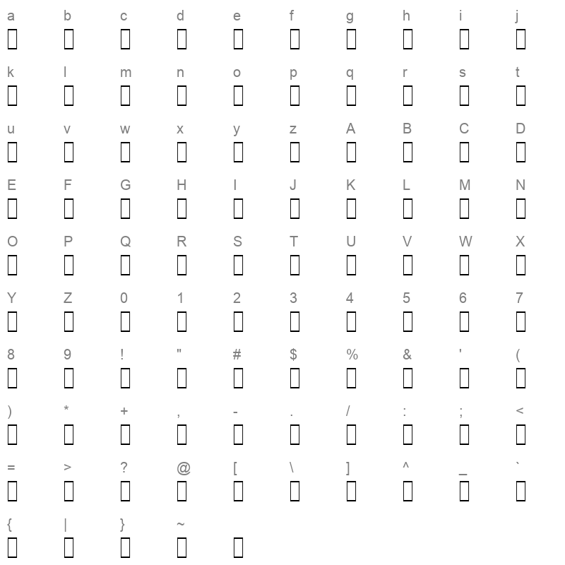 ACS Topazz Extra Blod Character Map