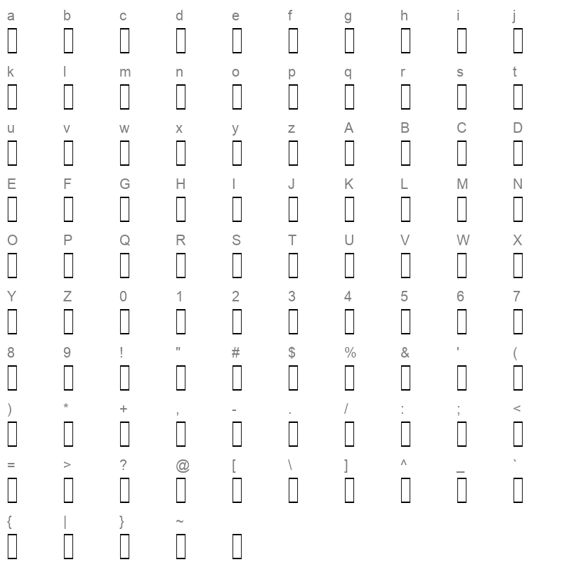 ACS Yaqout Regular Character Map