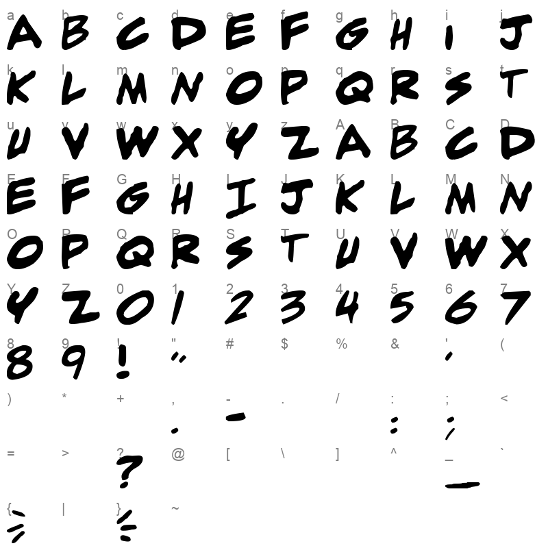 adam warren 02 bold italic Character Map