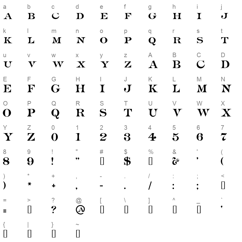 adamantine Character Map