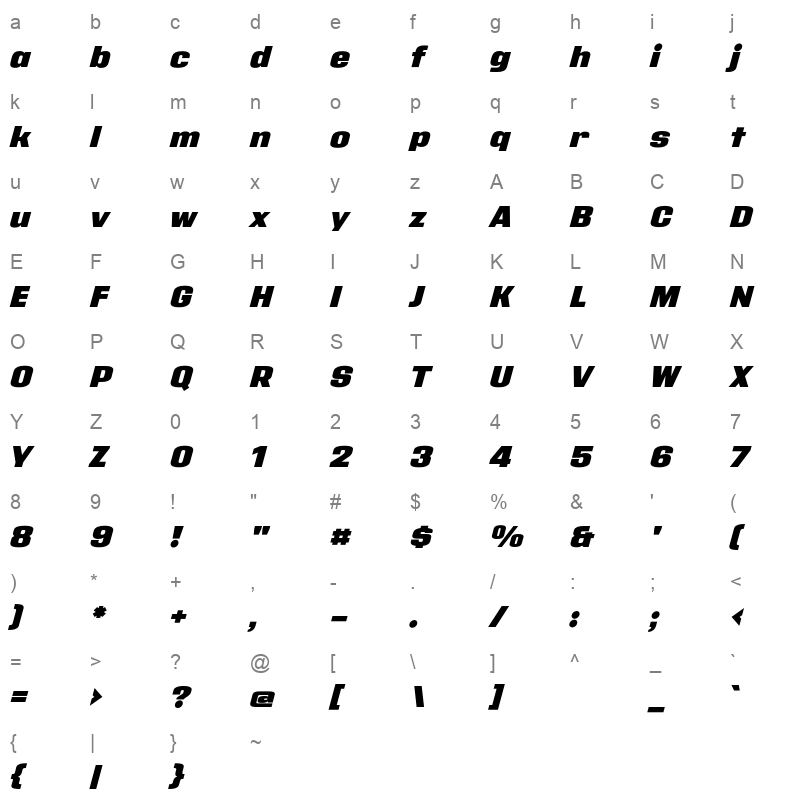 address sans pro black italic Character Map