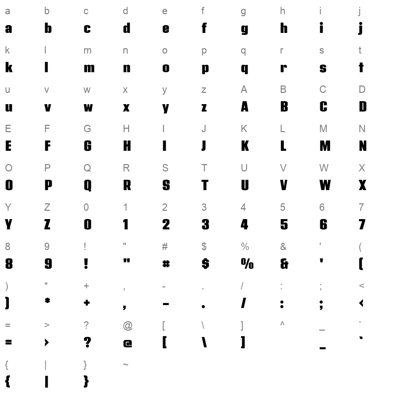 address sans pro condensed black Character Map