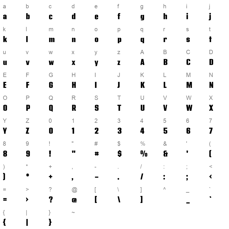 address sans pro condensed extrabold Character Map