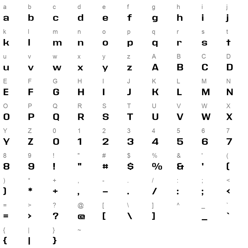 address sans pro extra bold Character Map