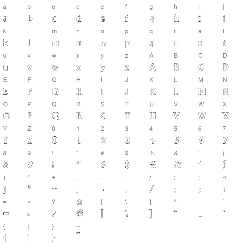 adelon outline bold Character Map
