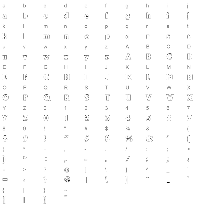 adelon outline heavy Character Map