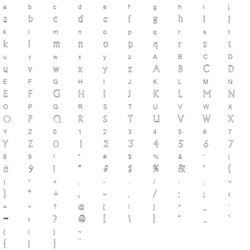 adelon outline light Character Map