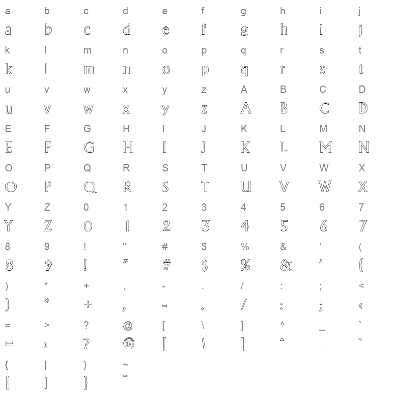 adelon outline regular Character Map