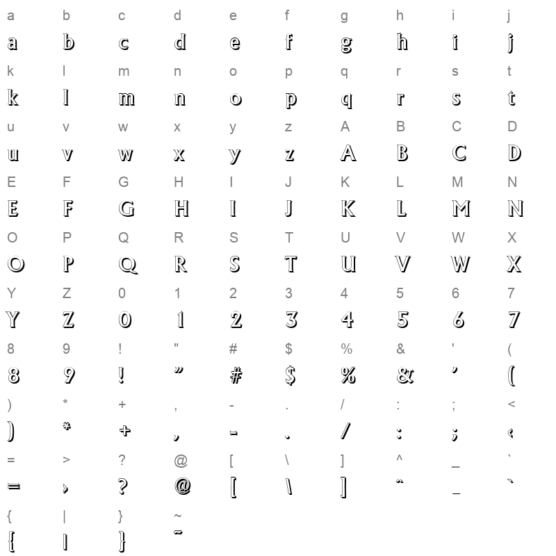 adelon shadow medium Character Map
