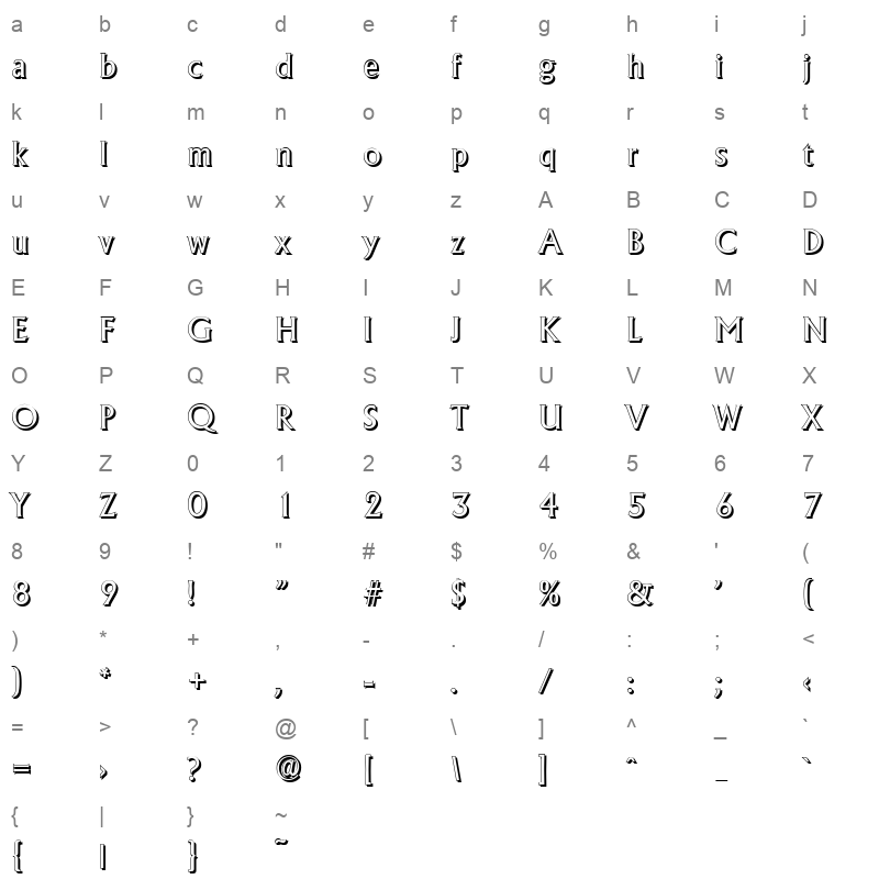 adelon shadow regular Character Map
