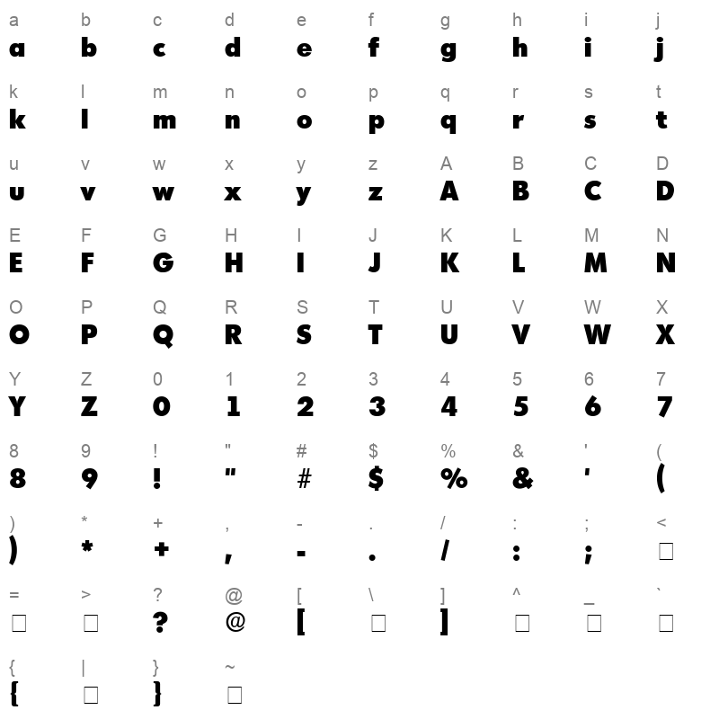 admisi display ssi Character Map